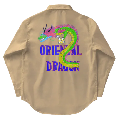 ORIENTAL DRAGON（龍）英字 バックプリント Work Shirt