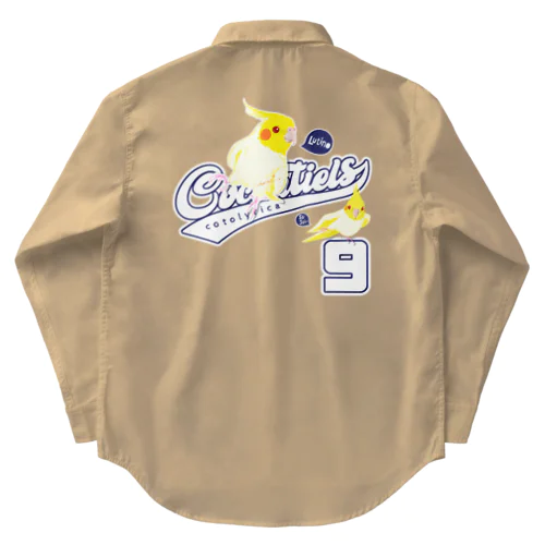 Cockatiels 9 ルチノー オカメインコ ルチノスケ カレッジ ロゴ 0535 スサー付 Work Shirt