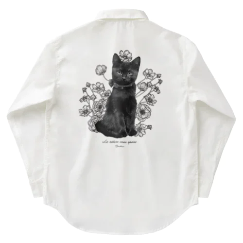 花咲き黒猫 Work Shirt