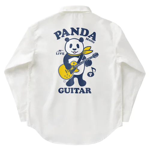 パンダ・ギター・楽器・デザイン・Tシャツ・音楽・動物・グッズ・ギタリスト・GUITAR・Music・楽器演奏パンダ・ギターを弾くパンダ・黄色いギター・かわいいパンダイラスト・絵・オリジナル Work Shirt