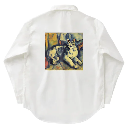 プロテイン飲みすぎ猫 Work Shirt