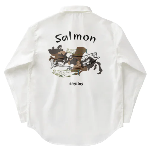 angling salmon ワークシャツ