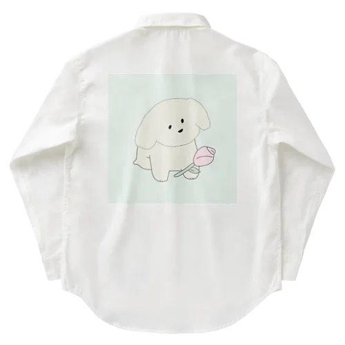 バラの花とかわいい子犬~ Work Shirt