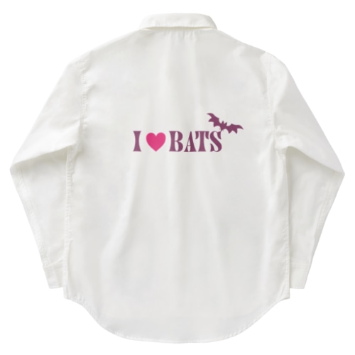 [背面中央] I love bats Work Shirt