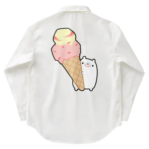 アイスクリームをゲットしてご満悦のくま ワークシャツ