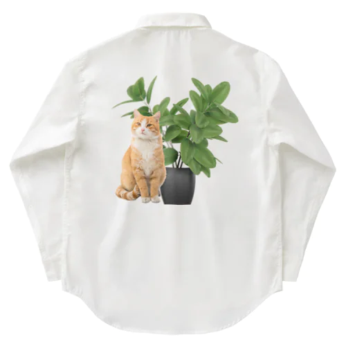 植物とねこ Work Shirt