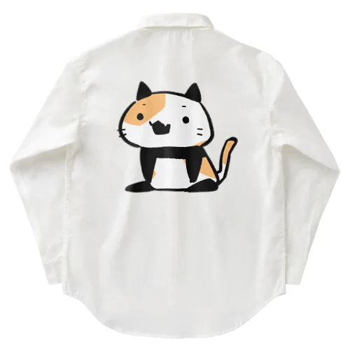 パンダ風味の三毛猫 Work Shirt