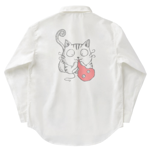 ものしりな猫 Work Shirt