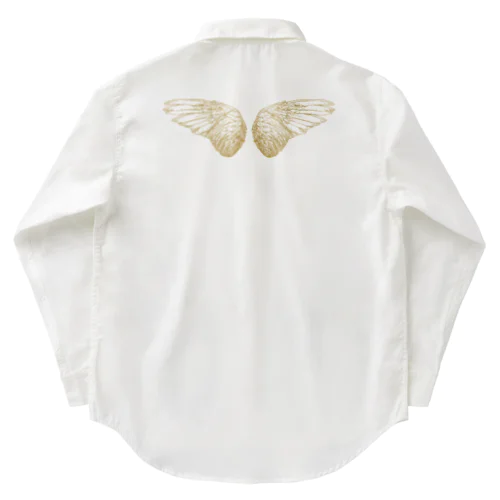 フィギュア・スケート❆アンティーク・イラスト風(背中に翼あり)⛸スケート靴 雪の結晶 羽  ワークシャツ