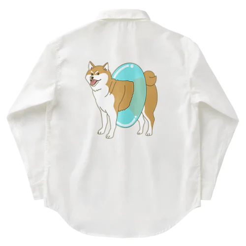 プールに行く気の柴犬 Work Shirt