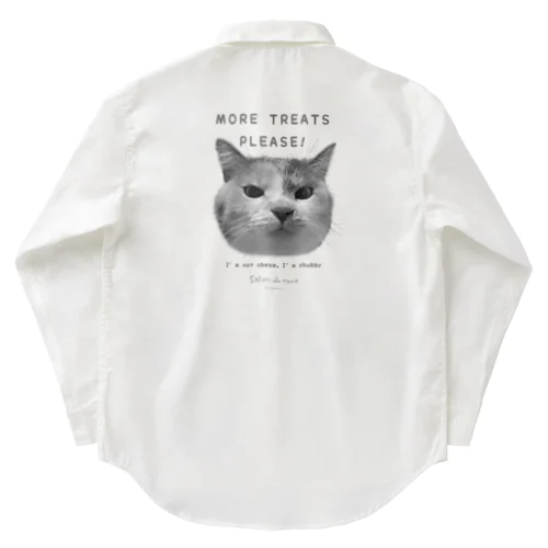 More treats please! モノクロ 【保護猫寄付220円】 ワークシャツ