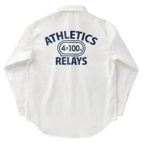 4×100mリレー・リレー競走・400メートルリレー走・グッズ・オリジナル・デザイン・Tシャツ・陸上部・男子・女子・美男子・美女・かっこいい・かわいい・選手・400mR・4継・四継・よんけい・入賞・応援 Work Shirt