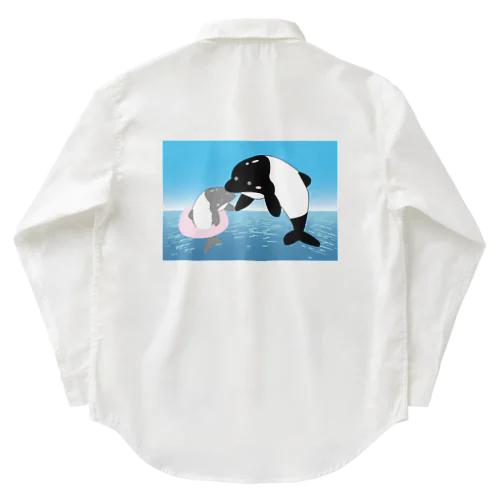 【手を取って・・・】海豚(イルカ)親子 ワークシャツ