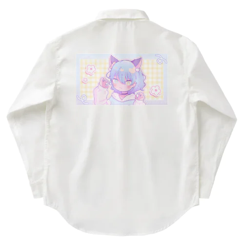 ゆるふわ花柄たんぽぽねここ Work Shirt