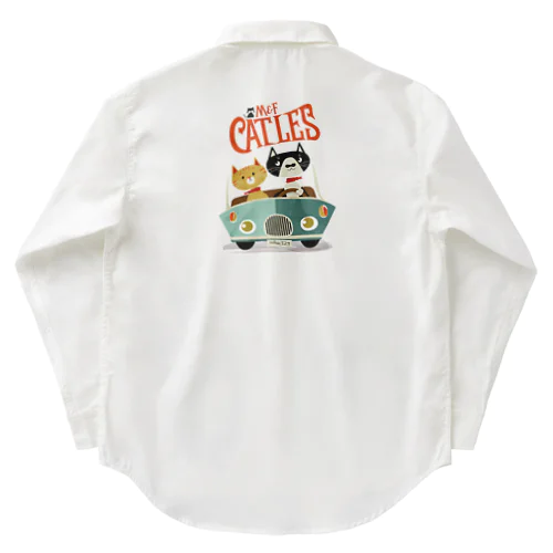 CATLES CAR DRIVE ハチワレ猫とキジトラ猫のドライブ Work Shirt