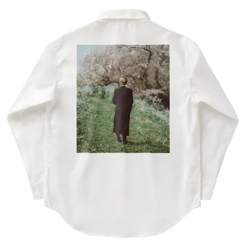 ななしき　桜の写真 ワークシャツ