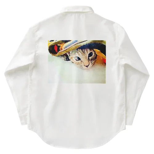 ブランケットからひょっこりニャンコ🐱 Work Shirt