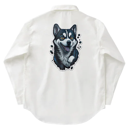 ハスキー犬b Work Shirt