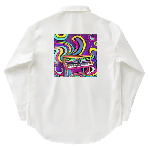 鮮やかなピアノ柄 Work Shirt