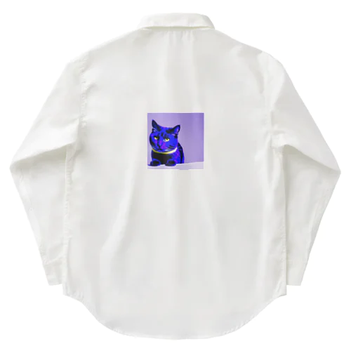 ネオンに染まった猫 Work Shirt