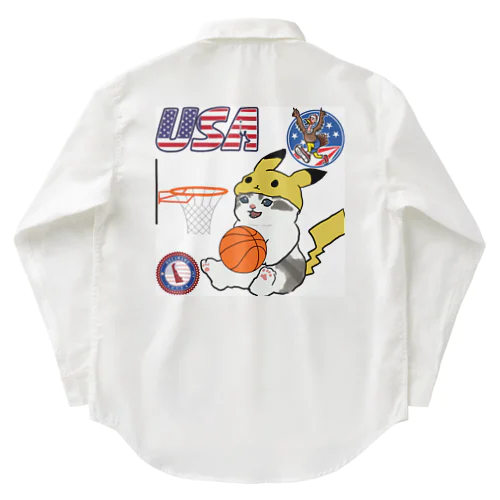 バスケットボール選手の猫 Work Shirt