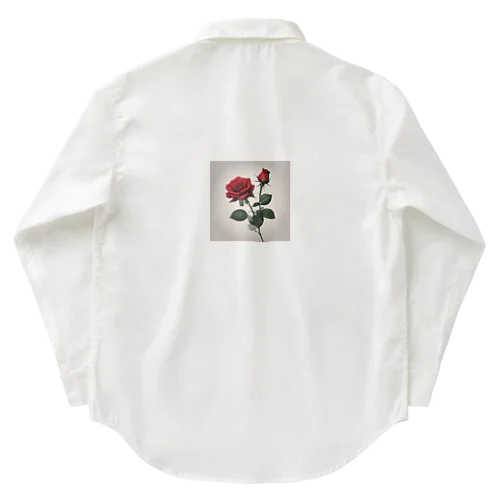 1本の赤い薔薇のイラストグッズ ワークシャツ