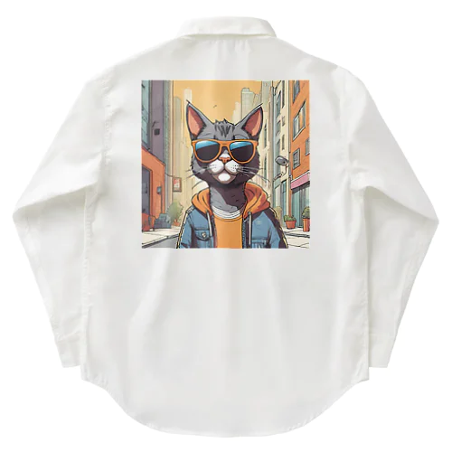 サングラス猫in都会 Work Shirt