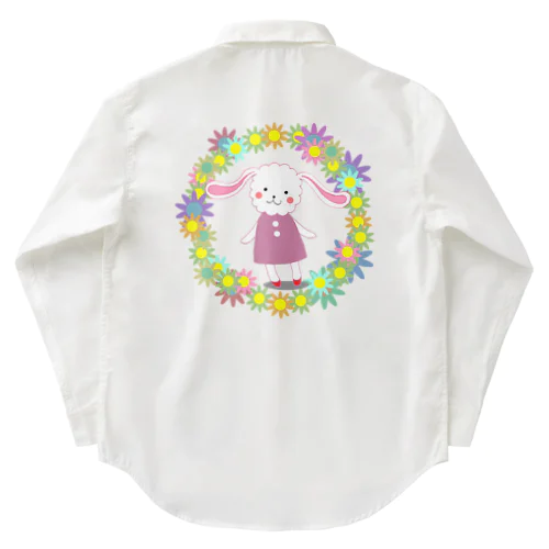 うさぎもかどの花うさぎ Work Shirt