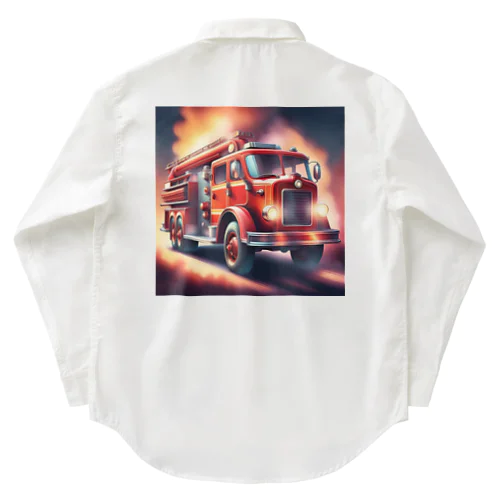 レトロタンク消防車　 ワークシャツ