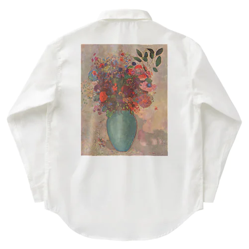 トルコ石色の花瓶の花 /  The turquoise vase ワークシャツ
