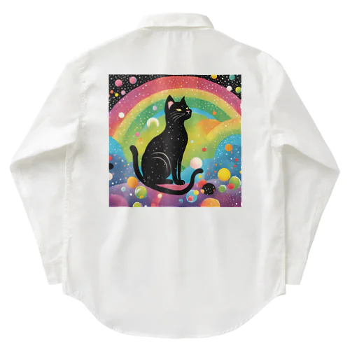 お誘い黒猫のグッズ ワークシャツ