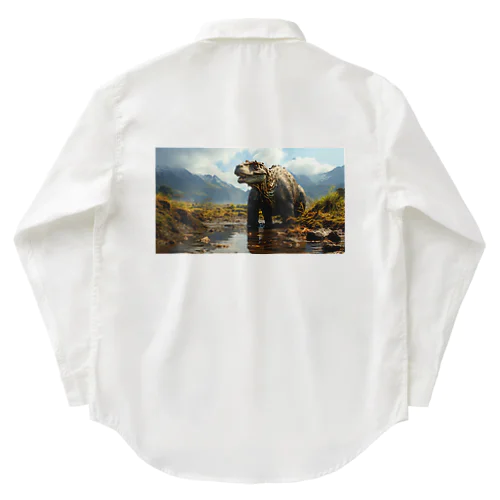 恐竜 水辺の ワークシャツ