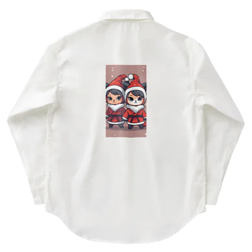 クリスマスの着ぐるみを身にまとった可愛らしい忍者イラスト・グッズ ワークシャツ