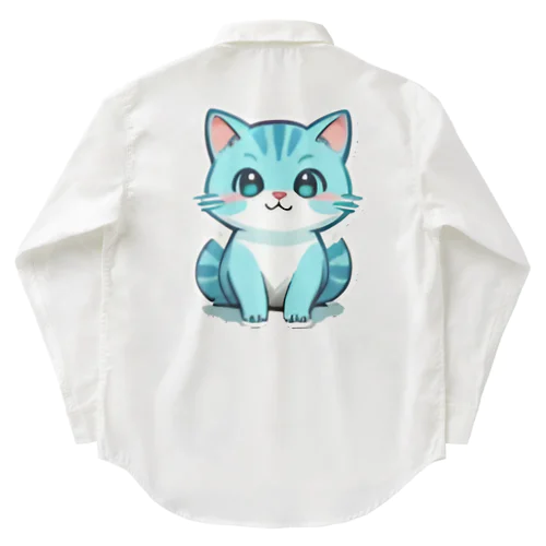 癒しのブルー猫グッズで、毎日を彩ろう Work Shirt