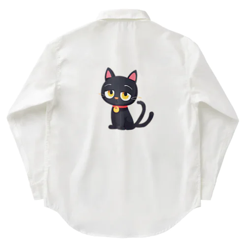 見つめる黒猫 Work Shirt