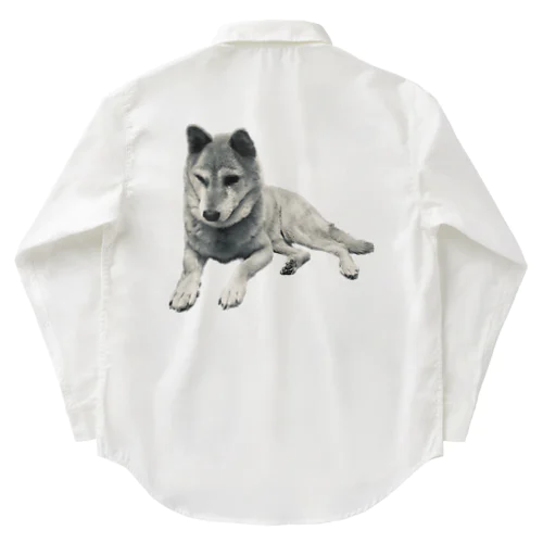 少しオオカミ風の柴犬さん（白枠なし） Work Shirt