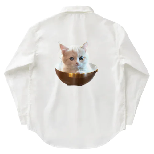 白猫カップイン Work Shirt