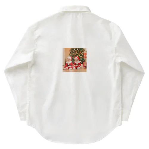 メリークリスマス！ 小さなサンタさん 微笑むカワイイTWINS Work Shirt