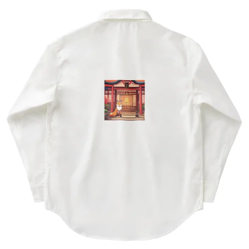 神社と狐 Work Shirt