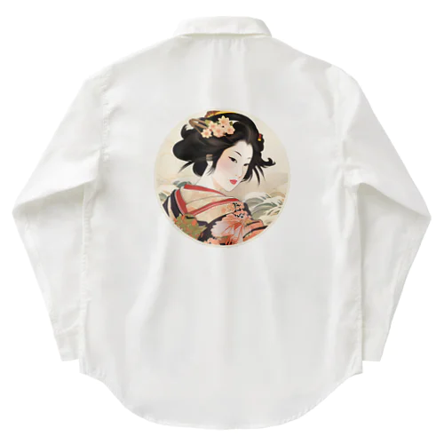 浮世絵 美人画 Ukiyoe beauty painting [UB-MJ52-SR001-0007] ワークシャツ