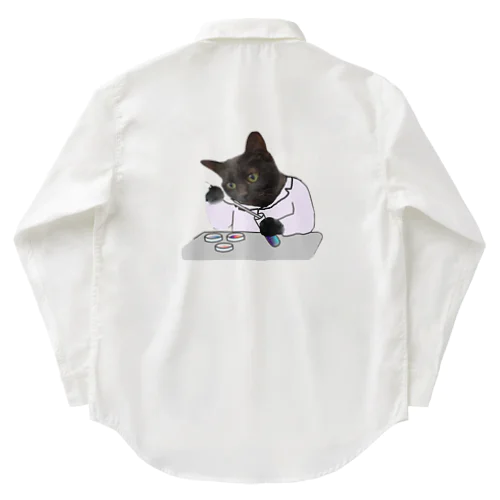 博士になった黒猫BIBI ワークシャツ