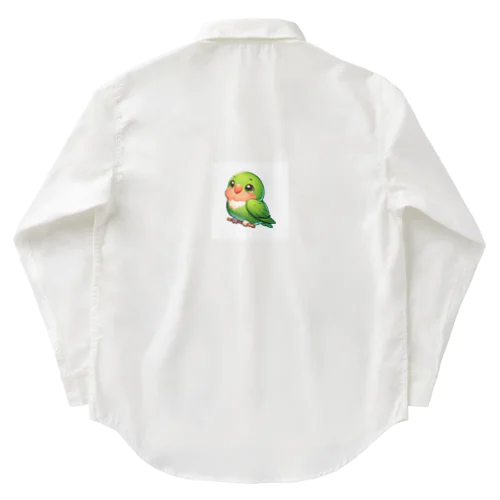 鮮やかなグリーンカラーのセキセイインコ Work Shirt