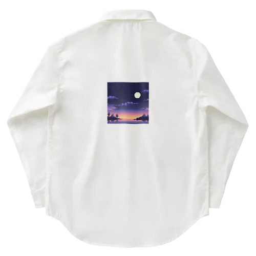 ピクセルと夜景の水面 ワークシャツ