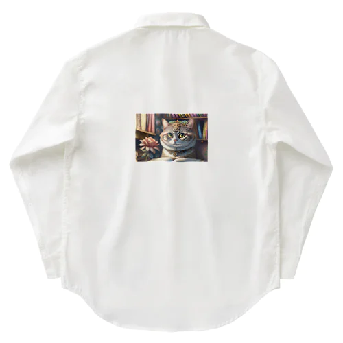 本を読む賢い猫 Work Shirt