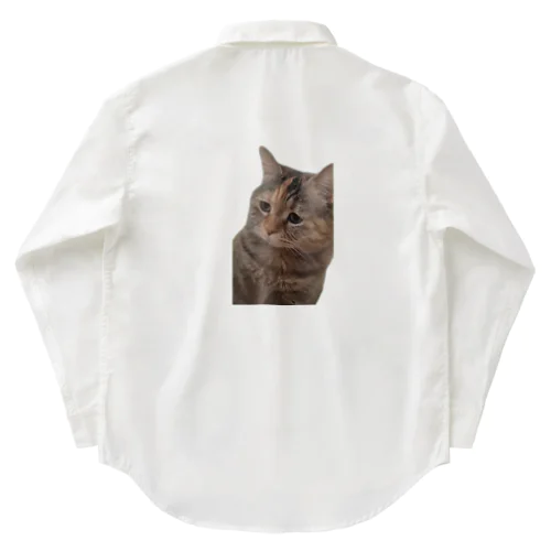 【猫ミーム】叱られる猫 ワークシャツ