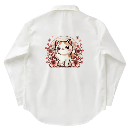 三毛の招き猫キャラ Work Shirt