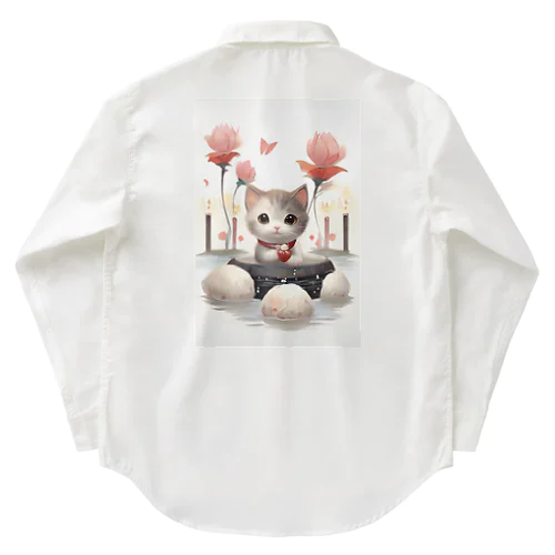 猫とお花 Work Shirt