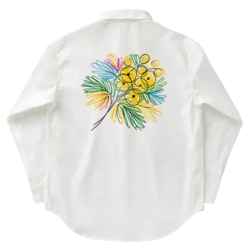 鮮やかなカラフルなミモザの花束 Work Shirt