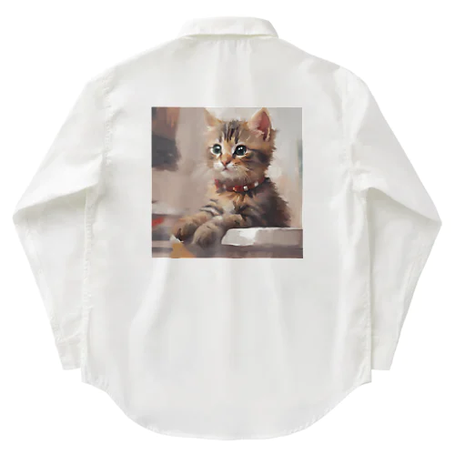 猫の絵画風イラストグッズ Work Shirt