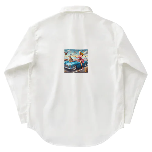 ドライブにゃんこチャン Work Shirt